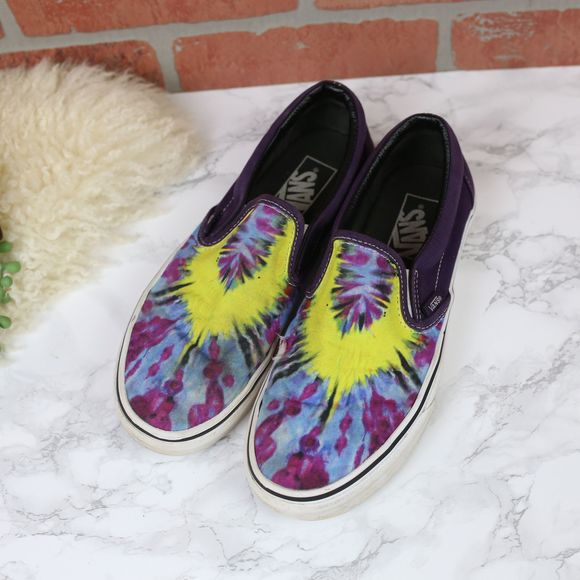 tie dye vans slip on womens